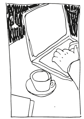 Ilustración Café y Portátil